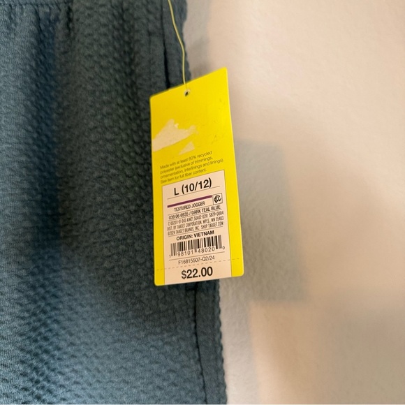 New All In Motion Textured Jogger Dark Teal Blur Kids Pants Large (10/12) - Picture 6 of 13